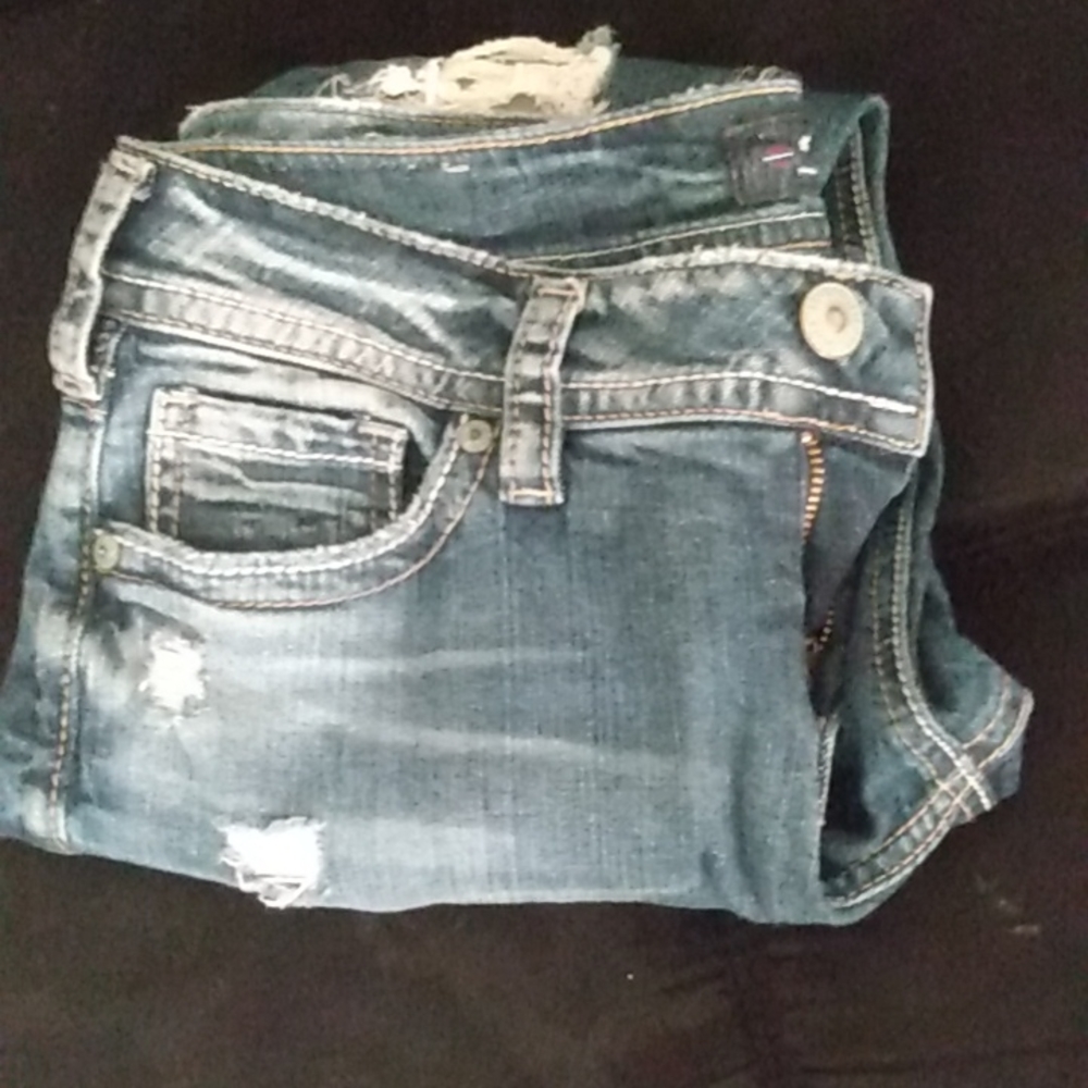 Silver Crop Jeans